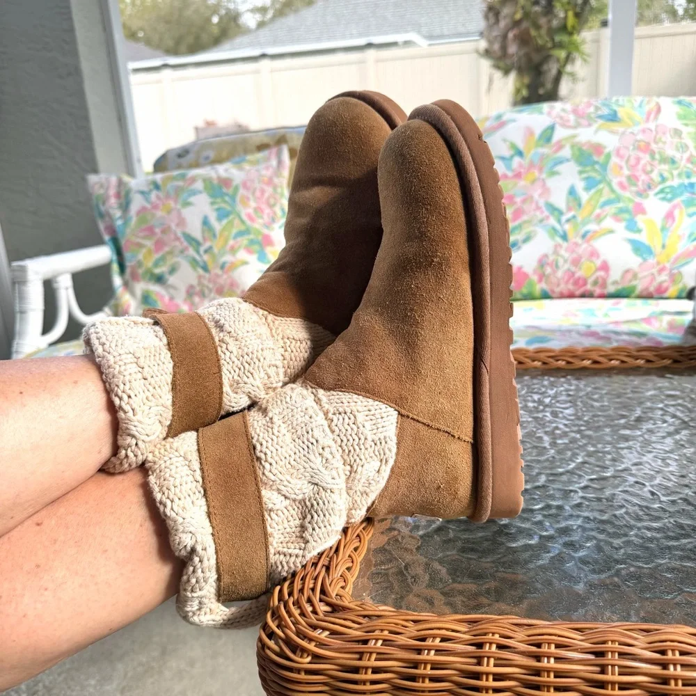 UGG Cambridge Chestnut Boots Slouch Suede Fold Over Women’s 7